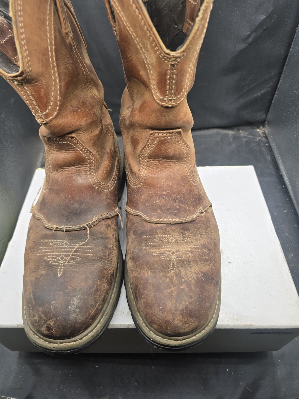 Wolverine Brown Leather Cowboy Work Boots